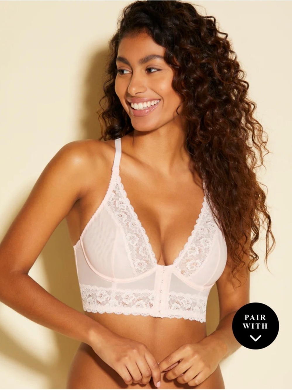 Cosabella Light Pink Lace Longline Bralette